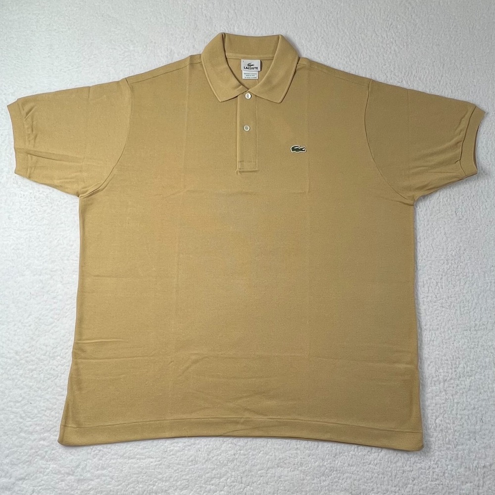 LACOSTE Logo Polo Shirt Cotton Short Sleeve Soft Brown Men's US Size 2XL VTG NWT